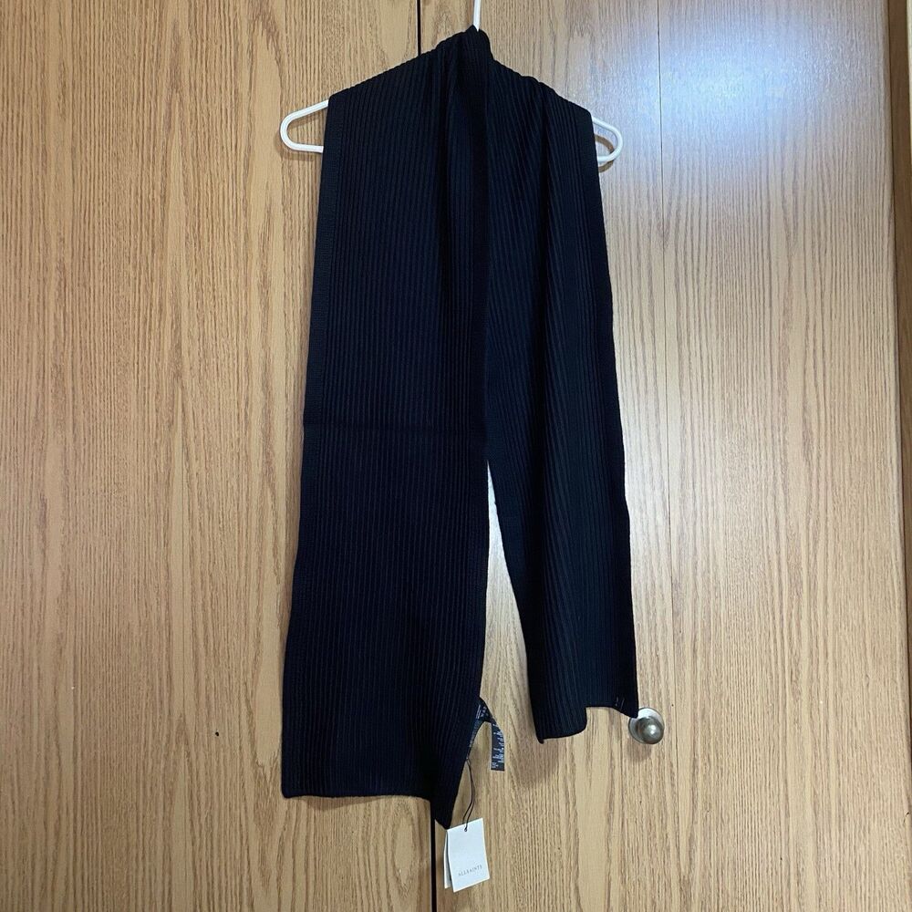 NWT All Saints 100% Merino Wool Scarf Black